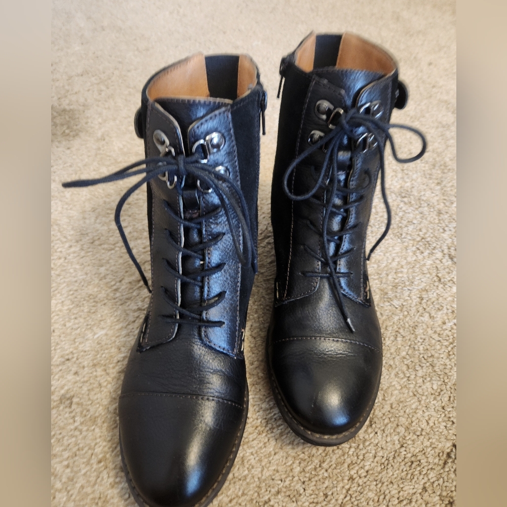 Montana Artisan Suede Black Leather Lace-Up Ankle Boots - Picture 13 of 13